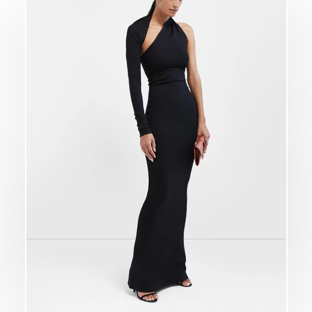 Marcella - Black Velvet One Shoulder Gown